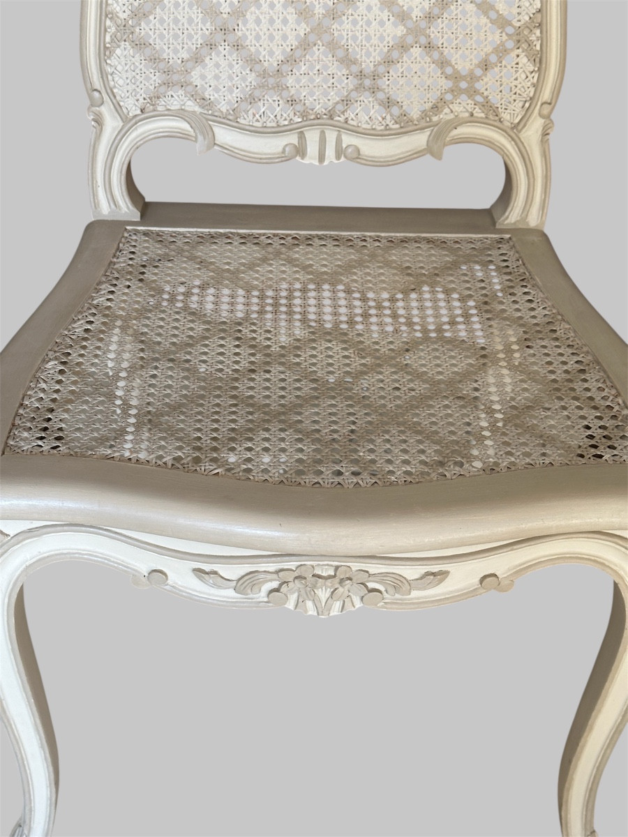 Suite de 4 chaises cannées de style Louis XV-photo-3