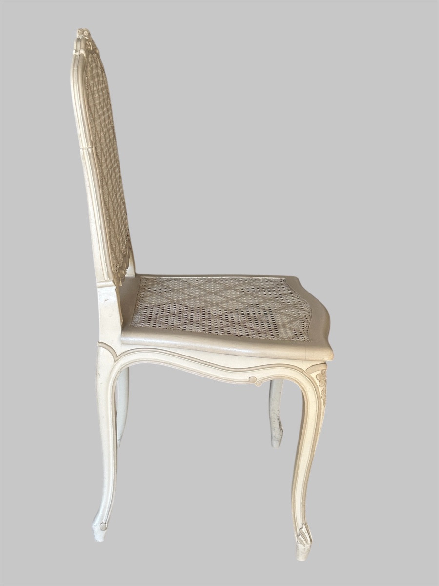 Suite de 4 chaises cannées de style Louis XV-photo-1