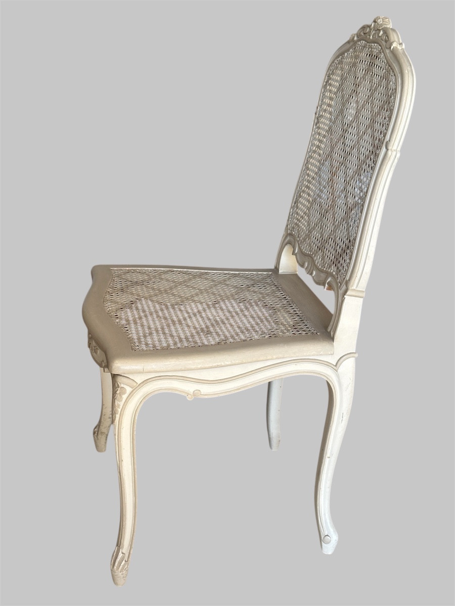 Suite de 4 chaises cannées de style Louis XV-photo-2