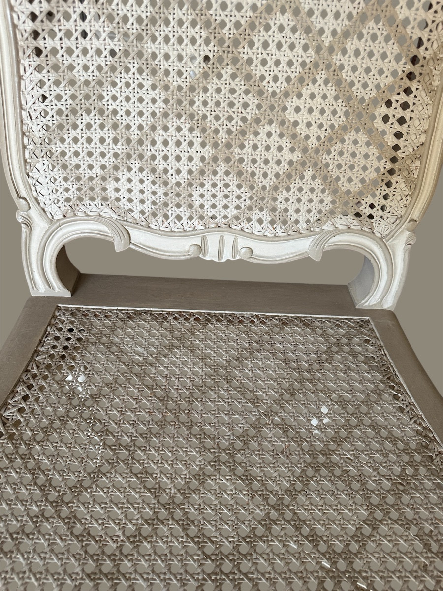 Suite de 4 chaises cannées de style Louis XV-photo-5