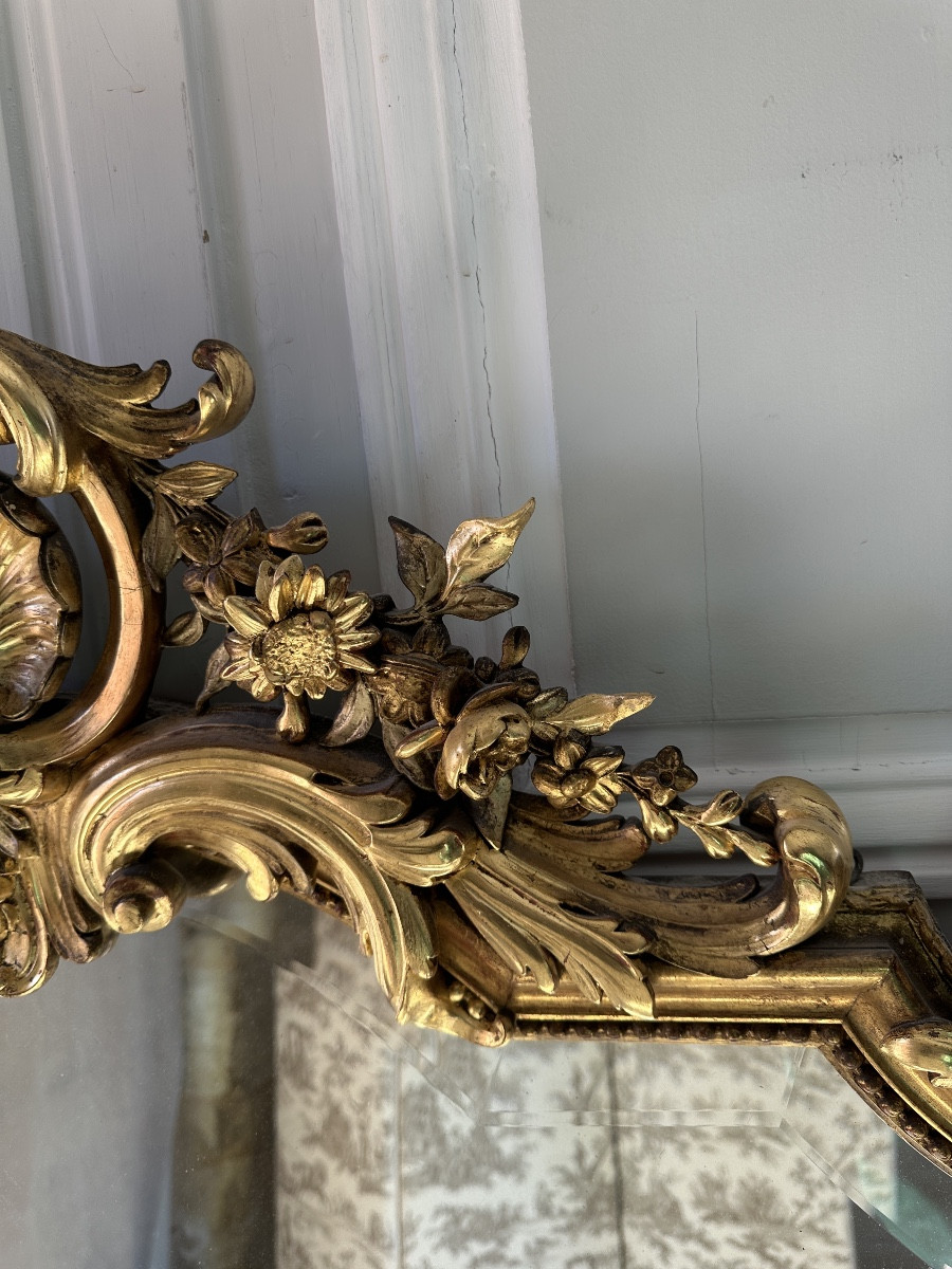 Belle glace dorée Louis XV d’époque Napoléon III-photo-4
