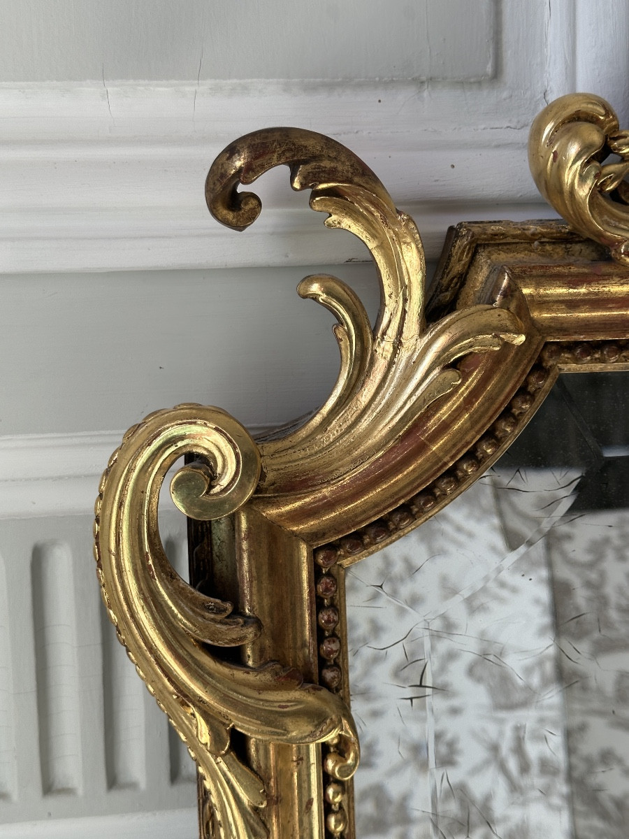 Belle glace dorée Louis XV d’époque Napoléon III-photo-1