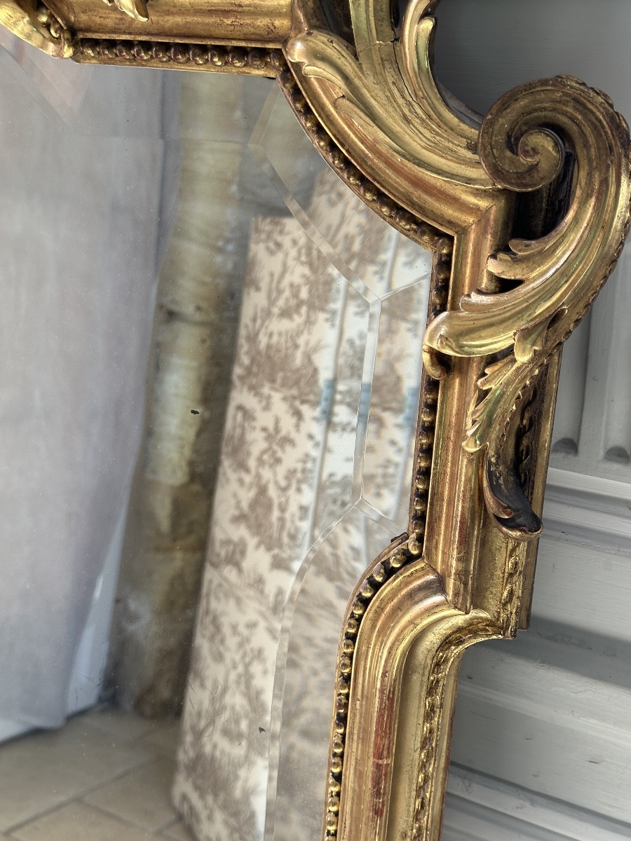 Belle glace dorée Louis XV d’époque Napoléon III-photo-7