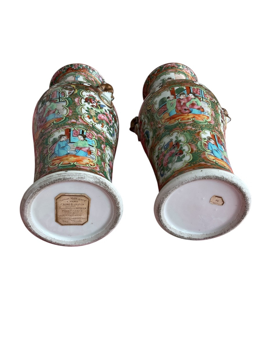 Pair Of Canton Porcelain Vases (china, Late 19th Century)-photo-7