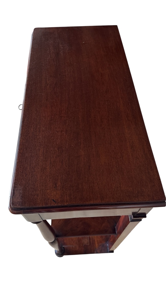 Élégante console -desserte en acajou et placage d’acajou estampillée -photo-1