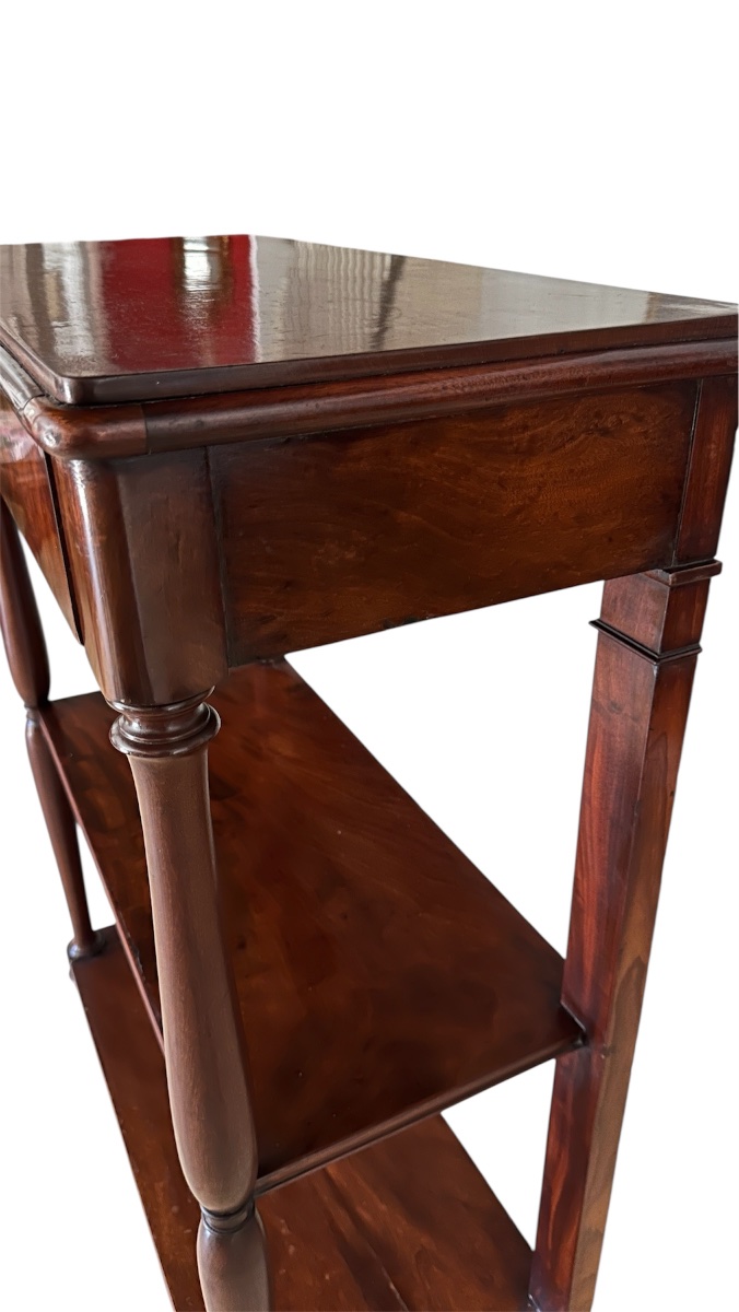 Élégante console -desserte en acajou et placage d’acajou estampillée -photo-3