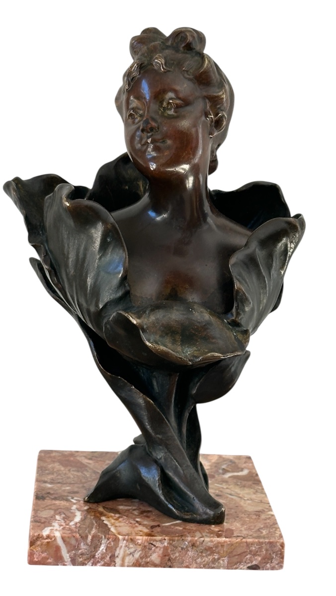 « La femme fleur «  bronze d’Henri Godet (1863-1937)-photo-2