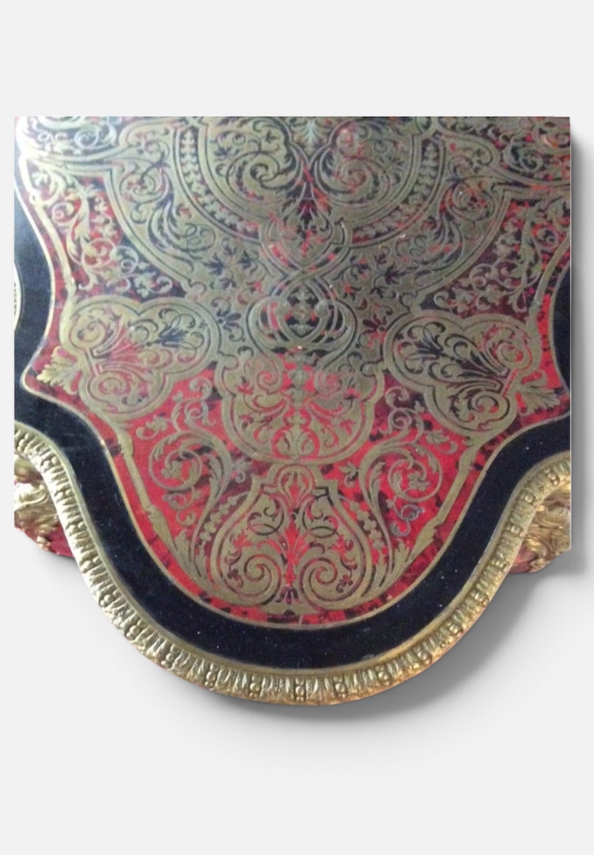 Violin-shaped Table With Boulle Marquetry Made Of Red Tortoiseshell And Brass. Napoleon III Period.-photo-2