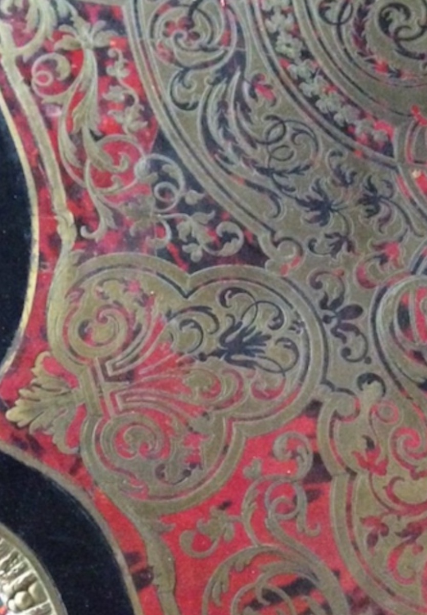 Violin-shaped Table With Boulle Marquetry Made Of Red Tortoiseshell And Brass. Napoleon III Period.-photo-4