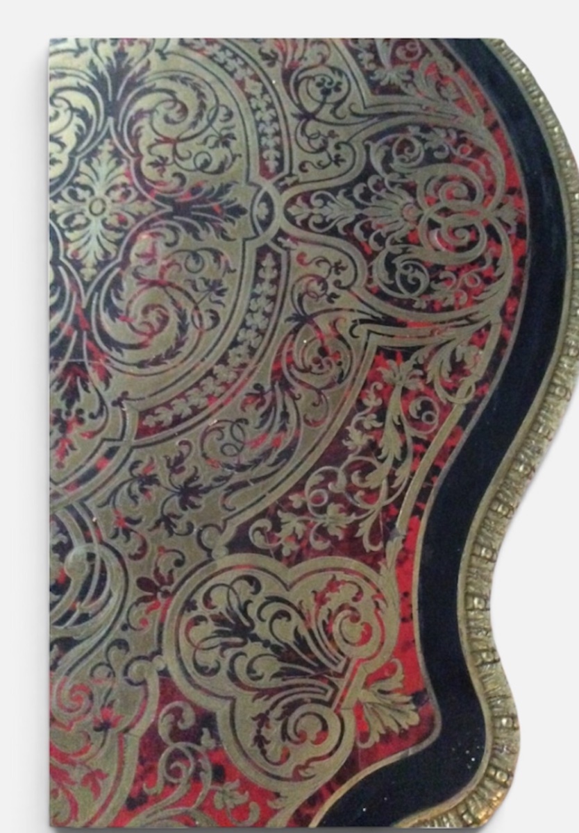 Violin-shaped Table With Boulle Marquetry Made Of Red Tortoiseshell And Brass. Napoleon III Period.-photo-8