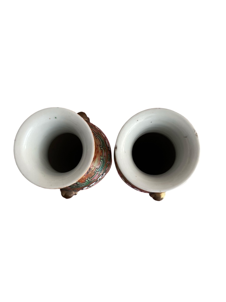 Paire de vases en porcelaine de Canton .-photo-3