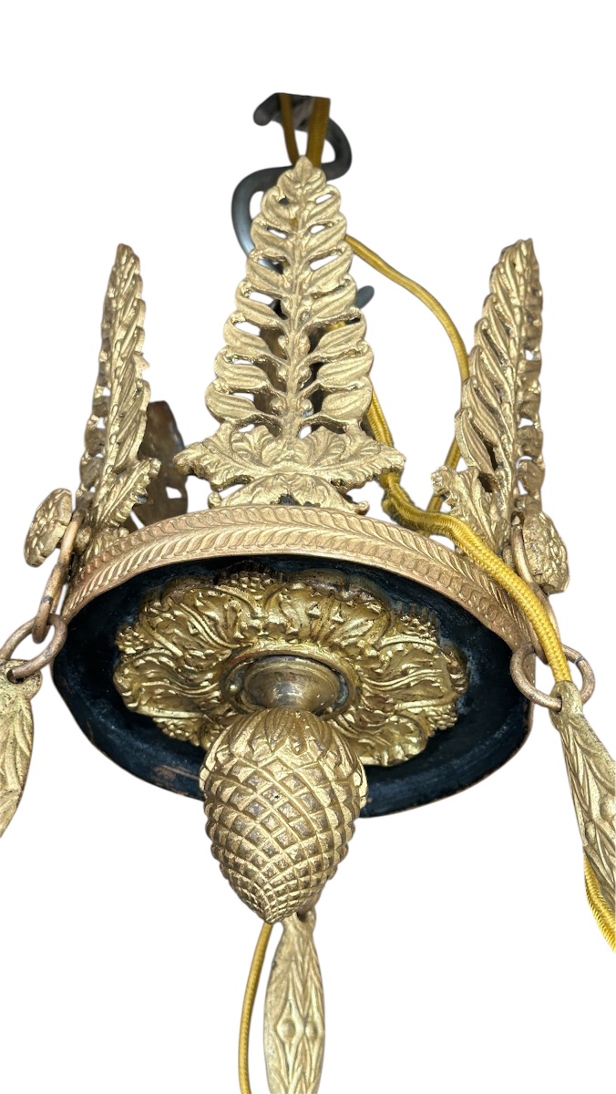 Ten-light Empire-style Chandelier In Gilded Bronze And Patinated Sheet Metal -photo-4
