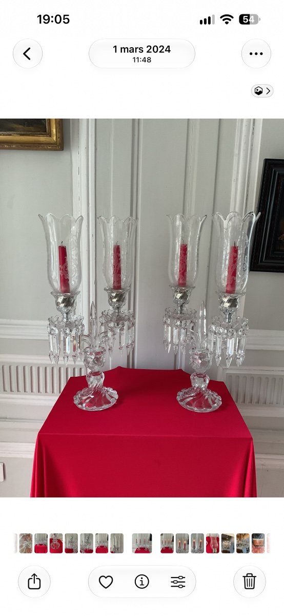 Pair Of Baccarat Crystal Candleholders-photo-1