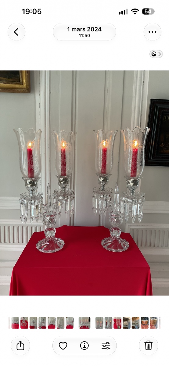Pair Of Baccarat Crystal Candleholders-photo-2