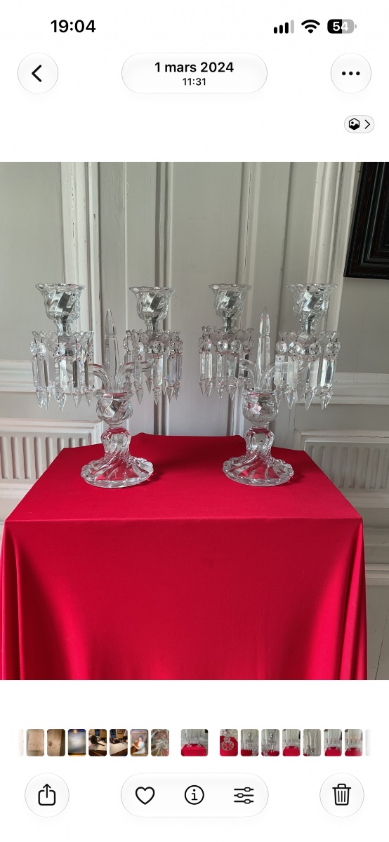 Pair Of Baccarat Crystal Candleholders-photo-6