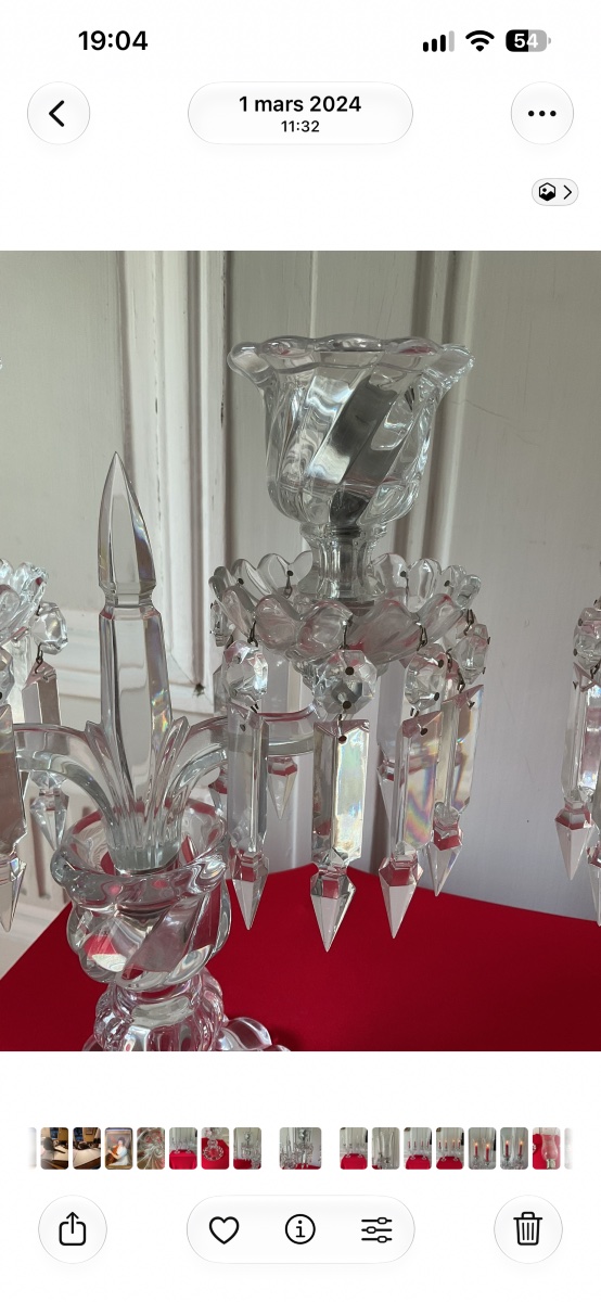 Pair Of Baccarat Crystal Candleholders-photo-7