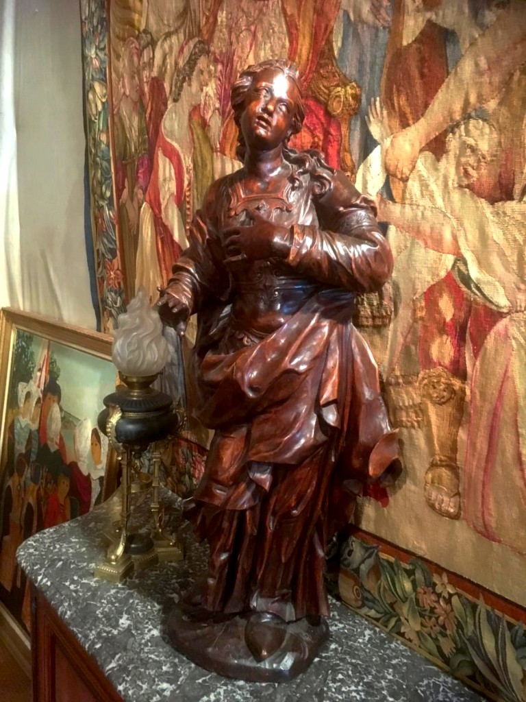 Grande Sainte En Extase En Bois Sculpté 