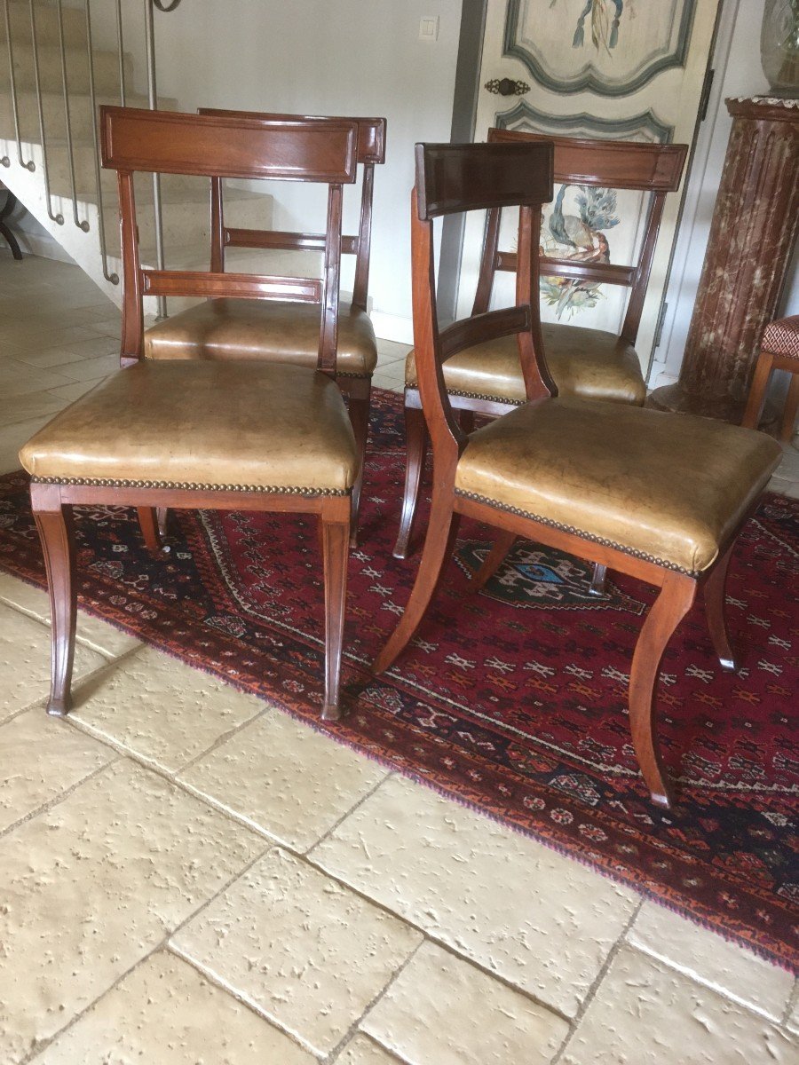 Suite Of 4 Mahogany Chairs From Cuba-photo-4