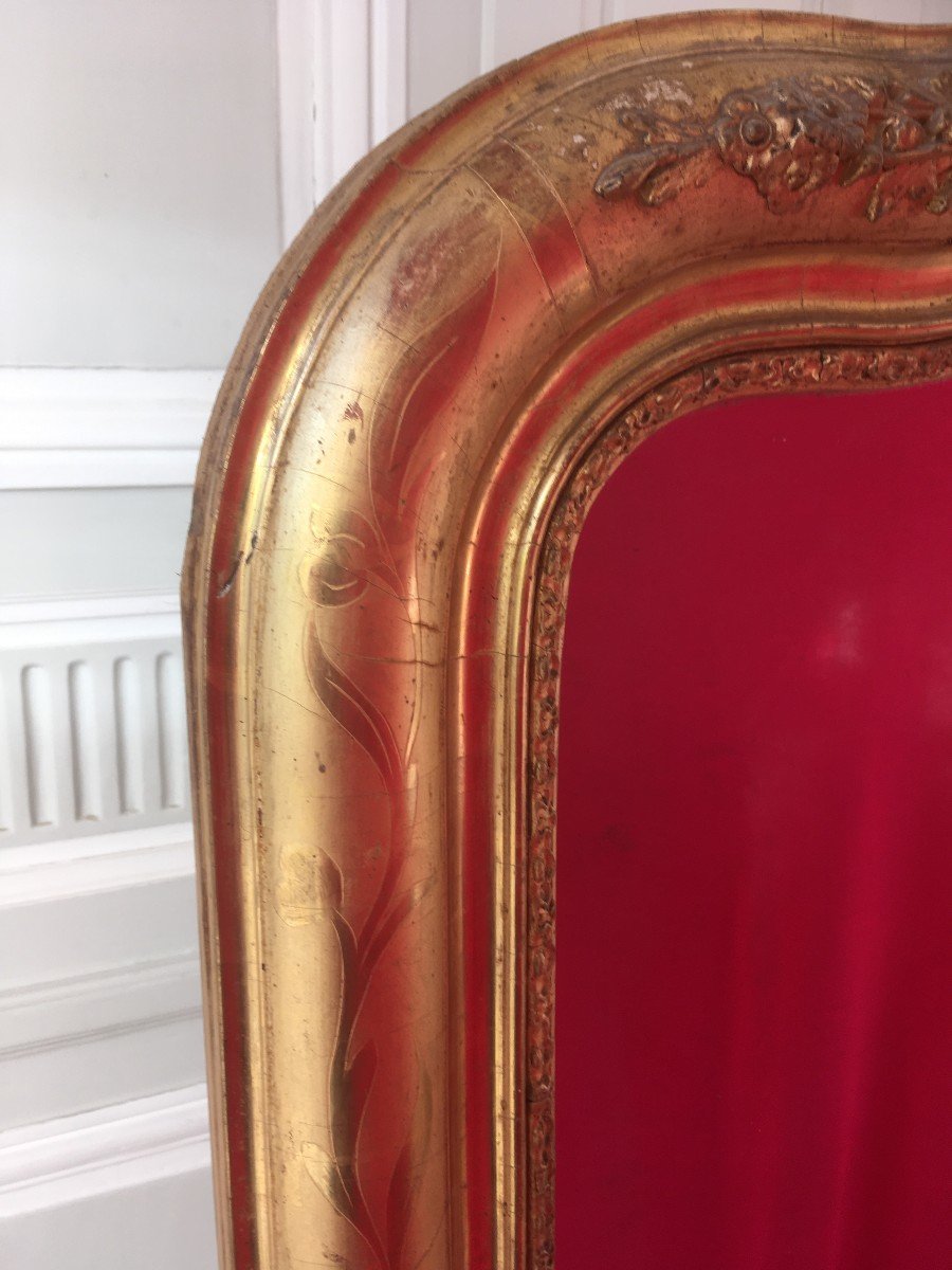 Beautiful XIXth Mirror In Wood And Golden Stucco-photo-5