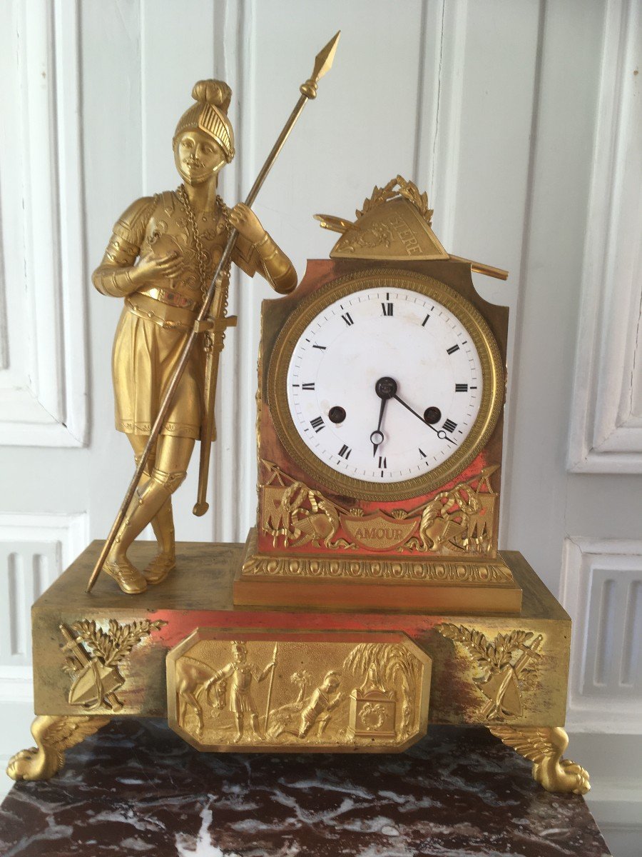 Gilt Bronze Clock On The Theme Of The Mystery Of Love