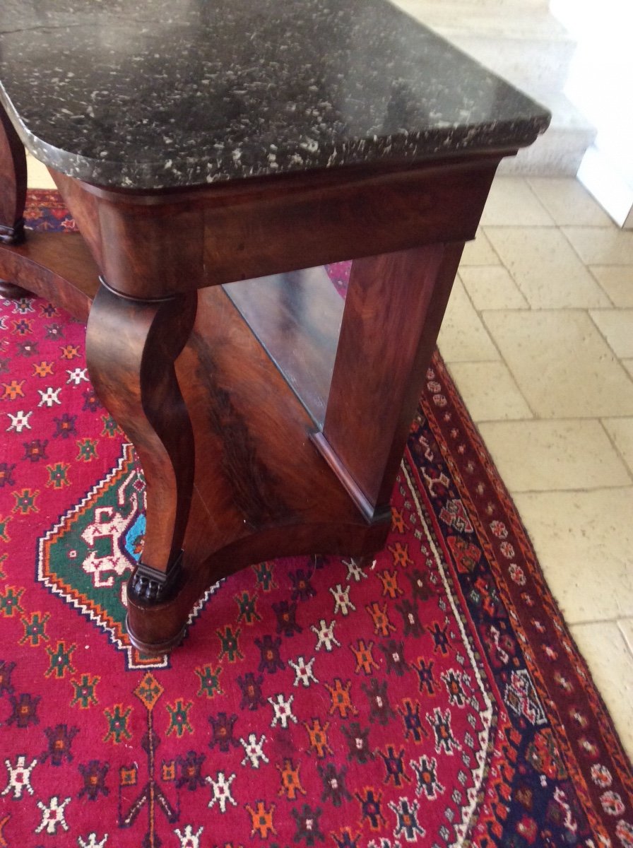 Empire Console In Mahogany With Mirror Bottom And Marble Top-photo-3