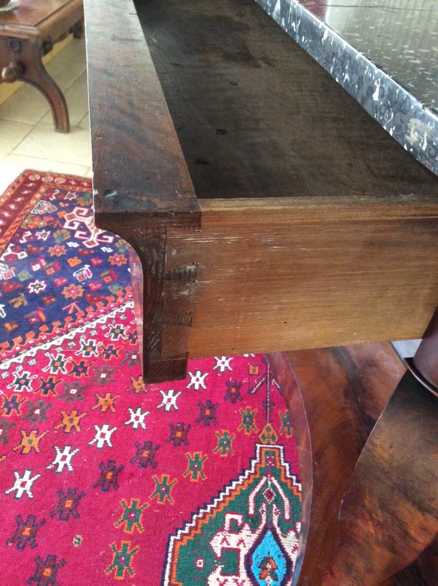 Empire Console In Mahogany With Mirror Bottom And Marble Top-photo-1