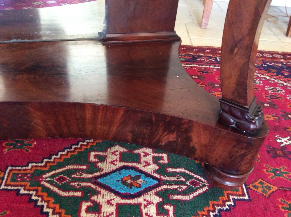 Empire Console In Mahogany With Mirror Bottom And Marble Top-photo-6