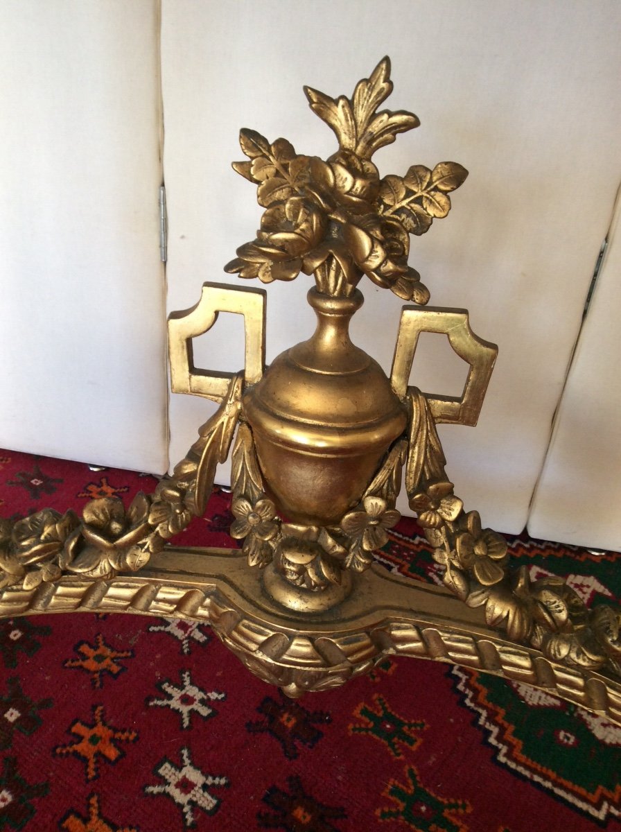 Élégante Console Demi-lune Louis XVI En Bois Doré Plateau marbre -photo-2