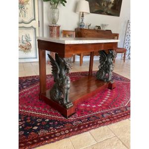 Rare Empire Console With Winged Griffins In Mahogany