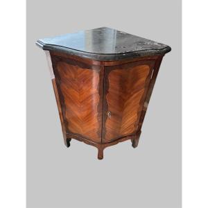 Curved Corner Cupboard Stamped In Transition Period Marquetry
