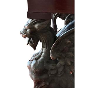 Rare Console acajou aux griffons ailés  époque début XIXe siècle 