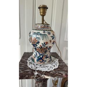 Polychrome Delft Vase Converted Into A Lamp
