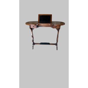 Elegant Kidney-shaped Reading Desk Made Of Natural, Waxed Fruitwood