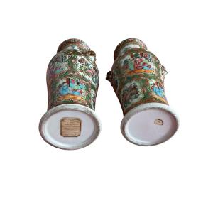 Pair Of Canton Porcelain Vases.