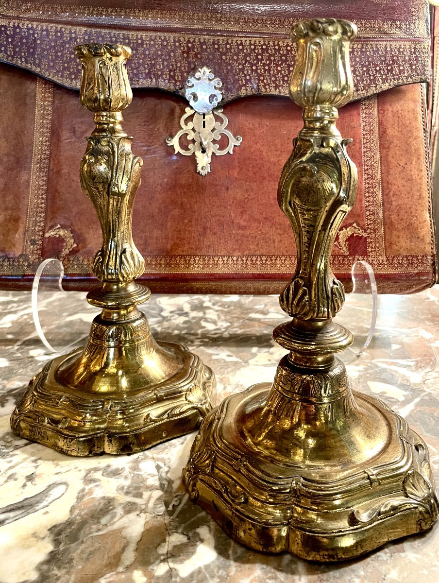 Bougeoirs aux coquilles Ep. Louis XV