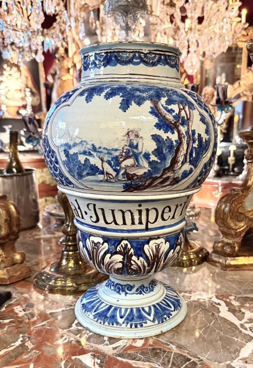 Grand vase de pharmacie en faïence XVIIe-photo-3
