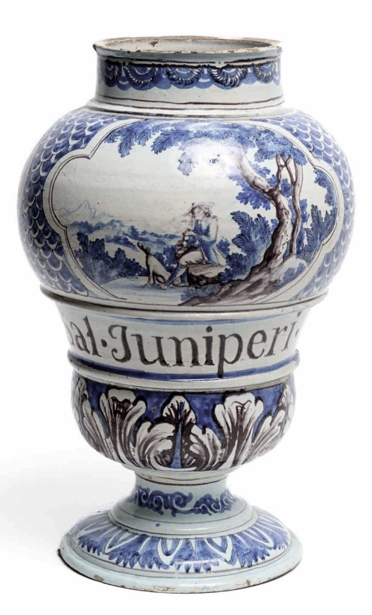 Grand vase de pharmacie en faïence XVIIe