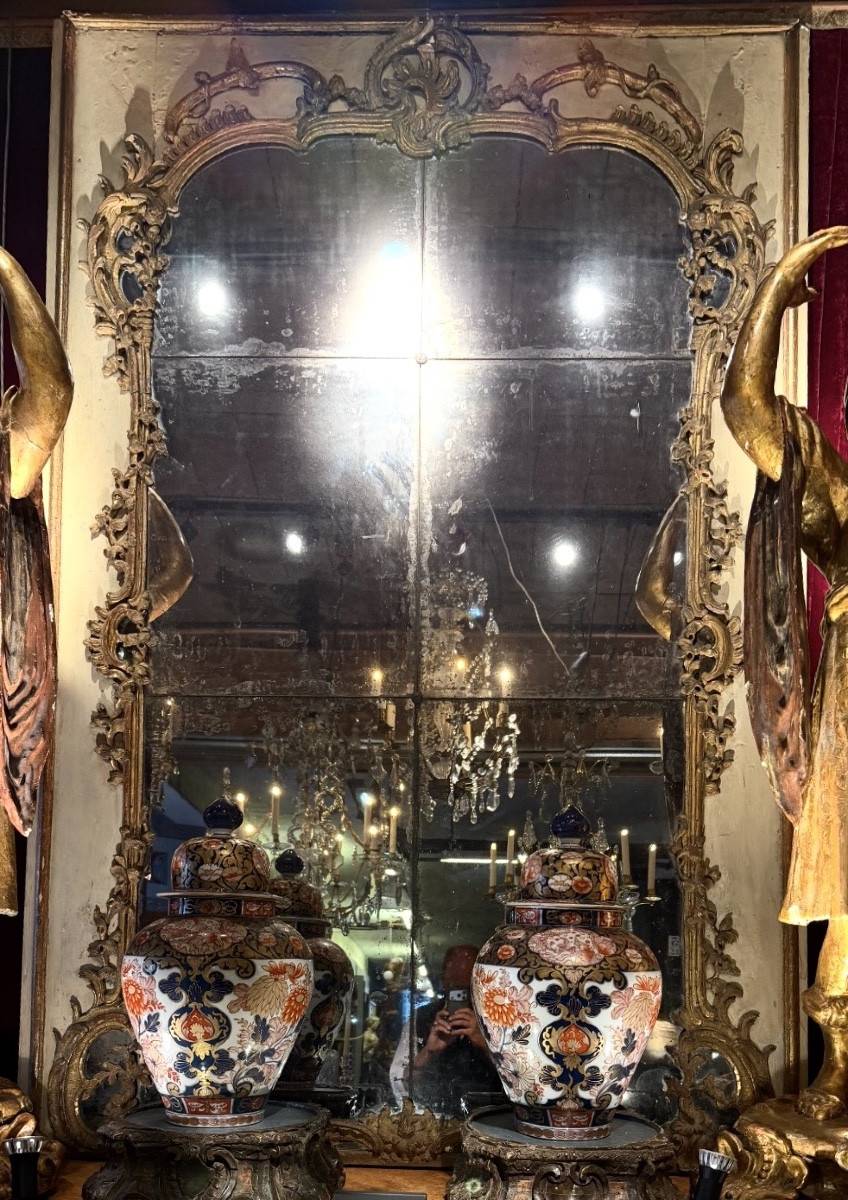 Grand miroir à six glaces Ep. Régence -photo-2