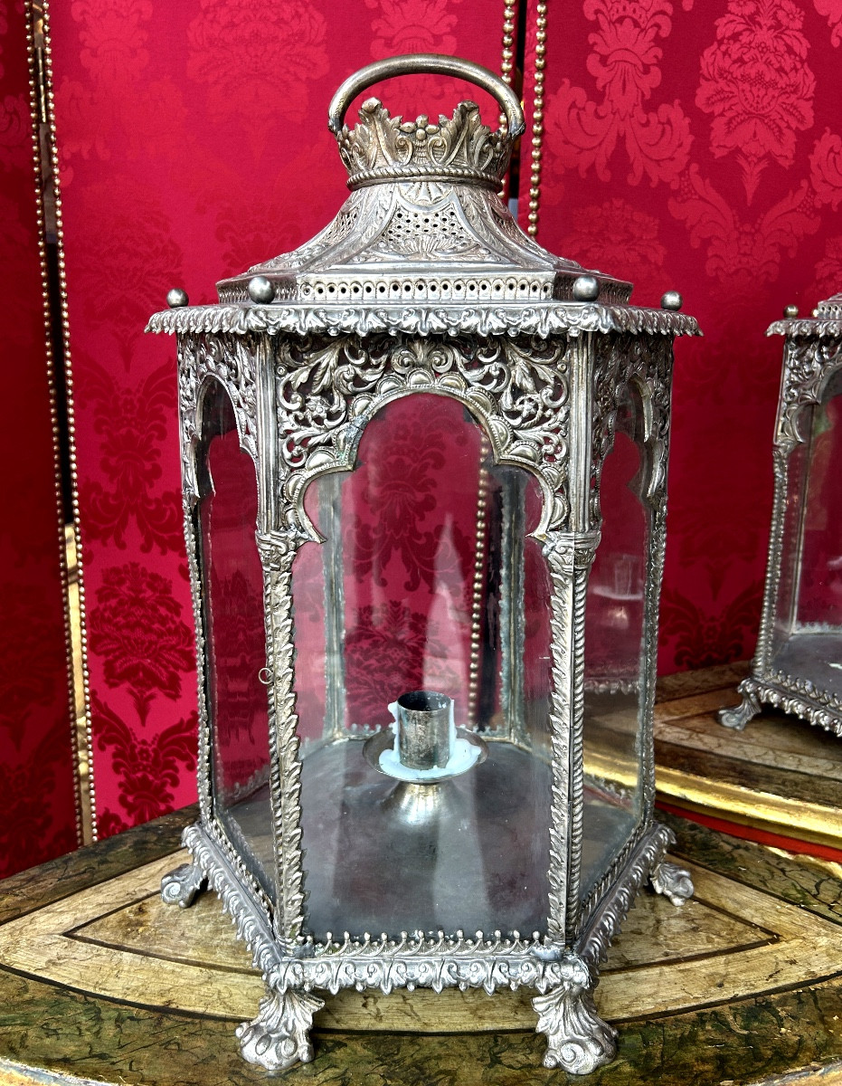 Grande paire de lanternes Venise début XIXe-photo-2