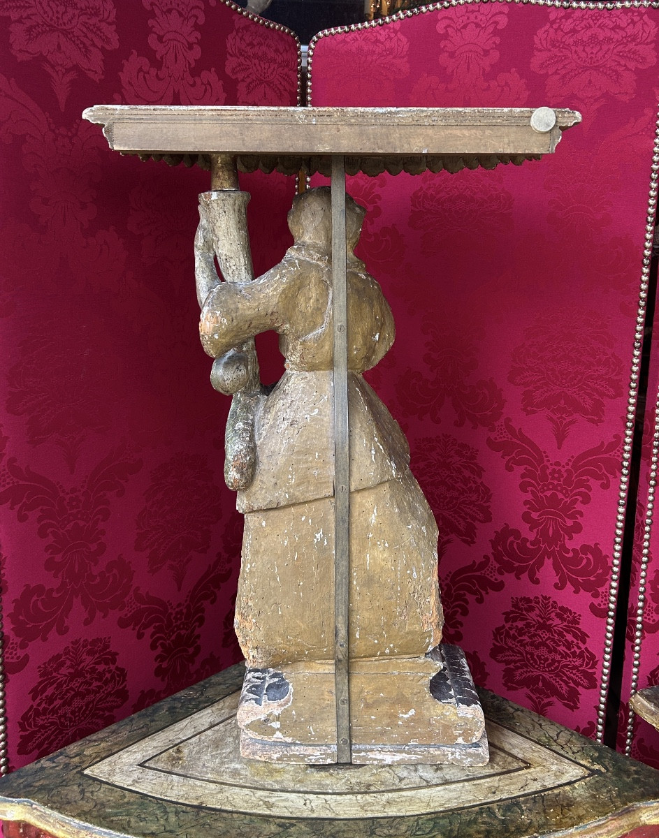 Paire de porte torchères XVIIe  formant consoles -photo-4