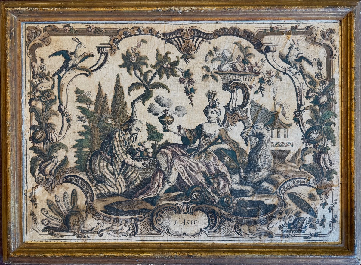 Gravure encadrée « L’Asie » début XVIIIe siècle.