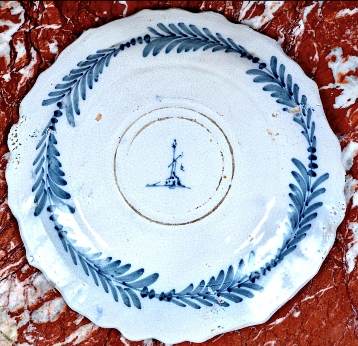 Large Savona Earthenware Dish, Early 18th Century-photo-4