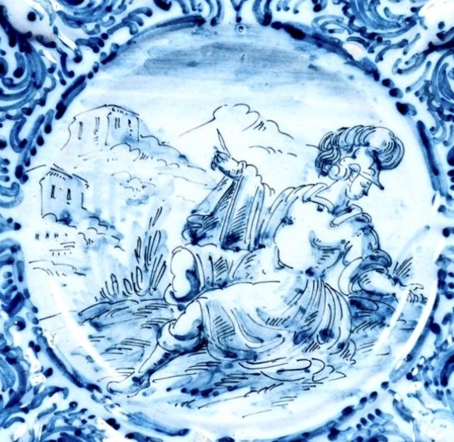 Large Savona Earthenware Dish, Early 18th Century-photo-1