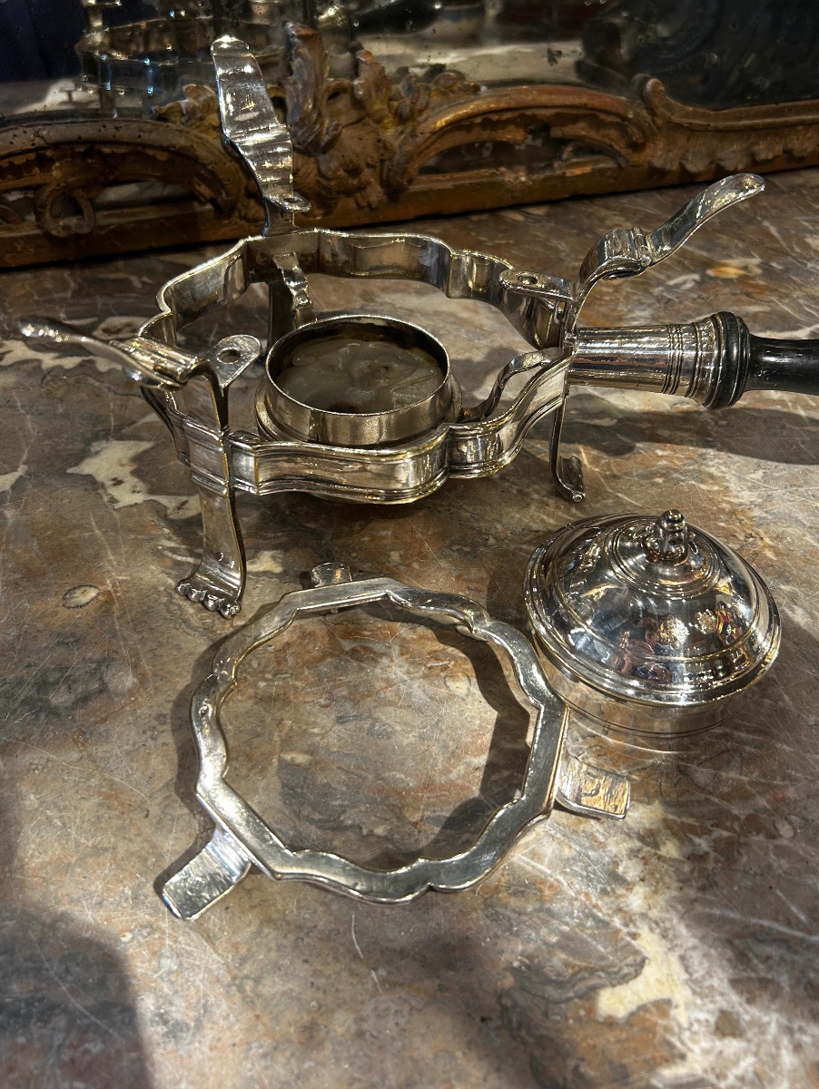 Réchaud en métal argenté époque Louis XV-photo-3