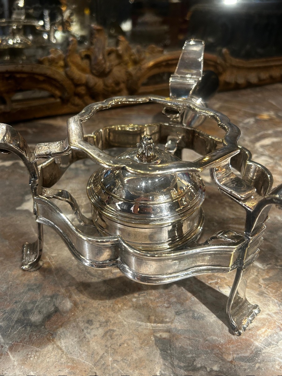 Réchaud en métal argenté époque Louis XV-photo-4