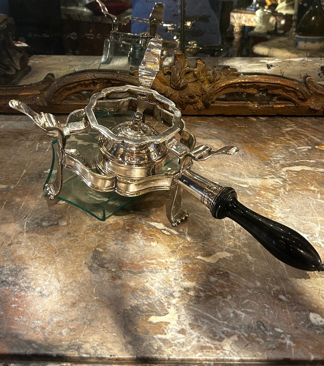 Réchaud en métal argenté époque Louis XV-photo-1