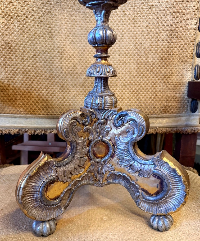 Paire de chandeliers baroques XVIIIe siècle -photo-1