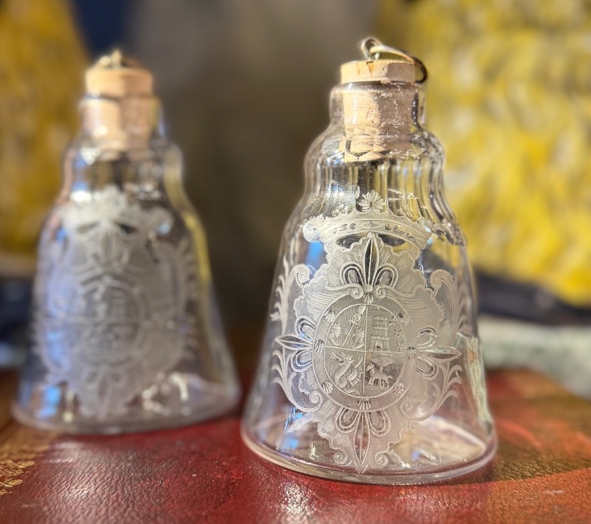 Pair Of 18th-century Bottles Engraved With Coats Of Arms