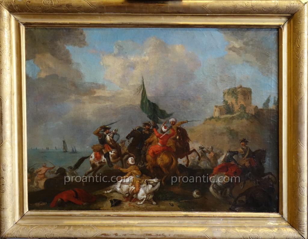 Paire De Grandes Batailles XVIIIème Siècle, Hst-photo-2