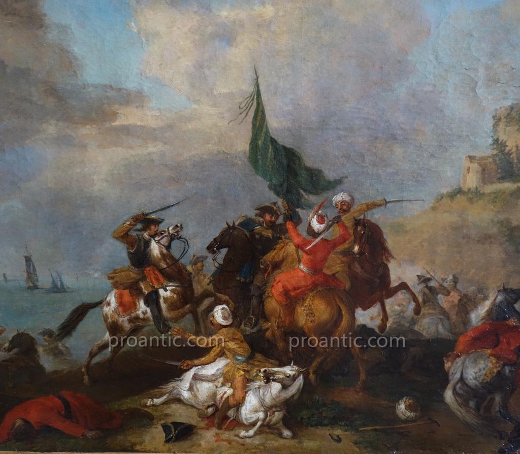 Paire De Grandes Batailles XVIIIème Siècle, Hst-photo-4